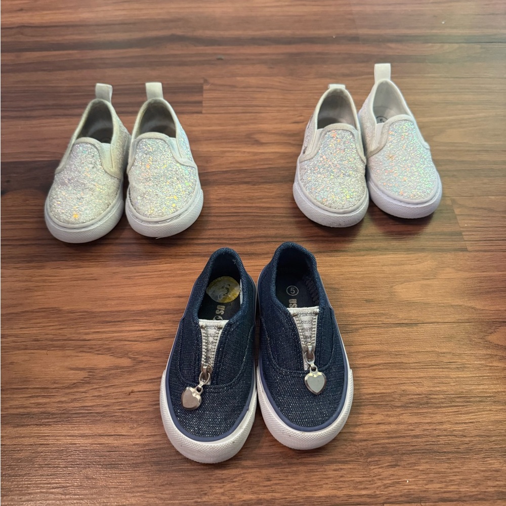 Kids Glitter and Denim Slip-On Shoes